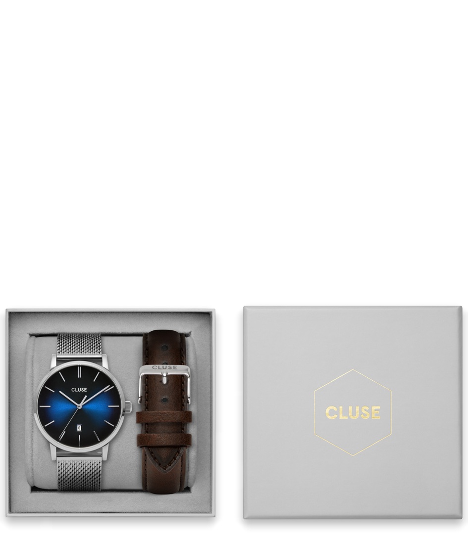 Cluse Horloges Giftbox Aravis Mesh Silver Colored Bruin online kopen