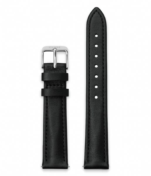 CLUSE Horlogebandje Strap 16 mm Leather Silver Colored Black (CS12228)