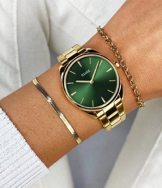 CLUSE  Féroce petite Watch Steel Green Gold Colour