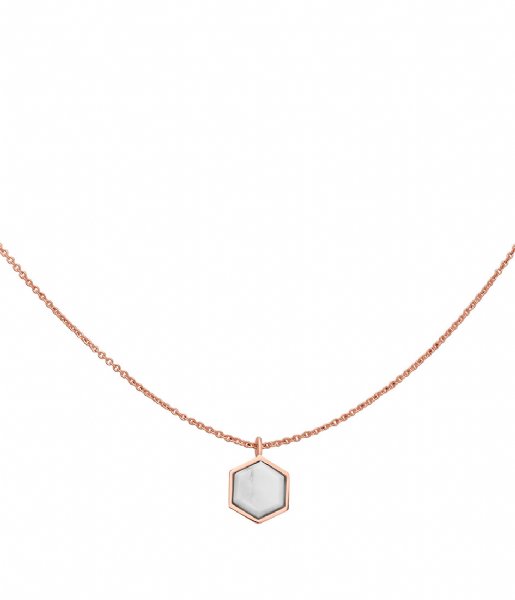 CLUSE  Idylle Marble Hexagon Pendant Necklace rose gold plated (CLJ20008)