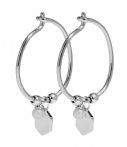 Cluse Oorbellen Essentiele Hexagon And Pearl Charm Hoop Earrings Zilver cluse kopen in de aanbieding