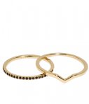 Cluse Ringen Essentiele Chevron Black Crystal Set Of Two Rings Goud cluse kopen in de aanbieding