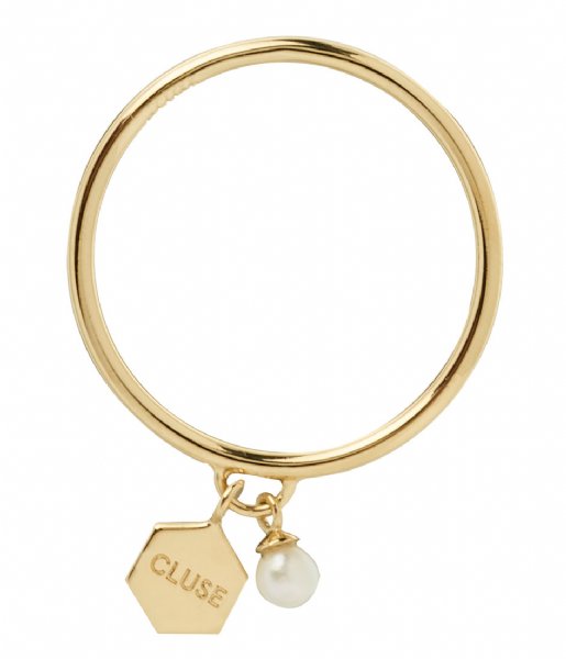 CLUSE  Essentiele Hexagon Pearl Charm Ring gold plated (CLJ41007)