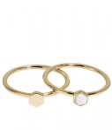 Cluse Ringen Idylle Solid Marble Hexagon Set Of Two Rings Goud cluse kopen in de aanbieding