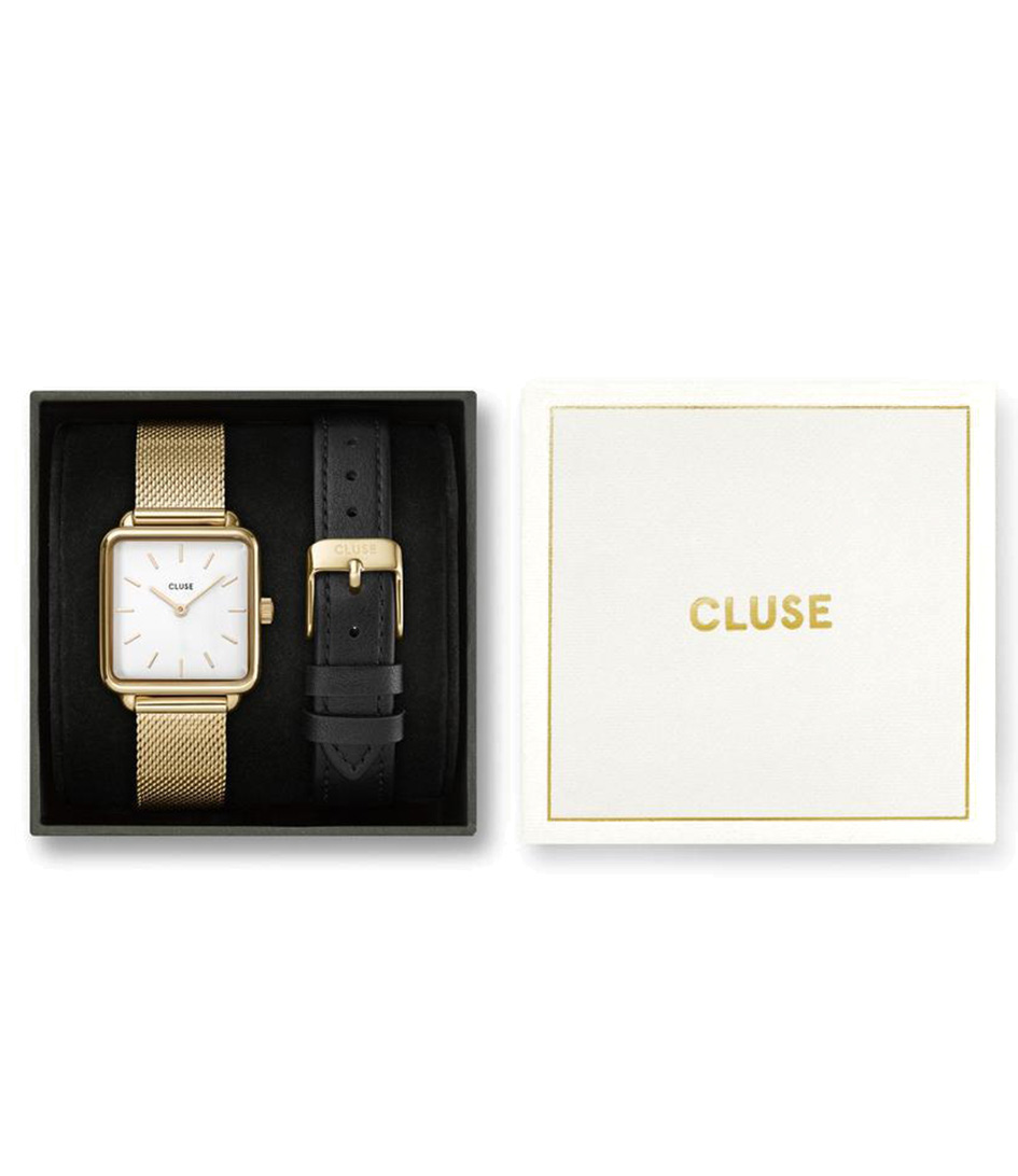 Cluse Horloges La Tetragone Gift Box Watch and leather strap Goudkleurig online kopen
