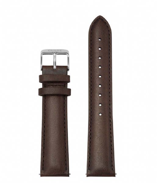 CLUSE  Strap Leather 20 mm Silver colored Dark brown (CS1408101065)