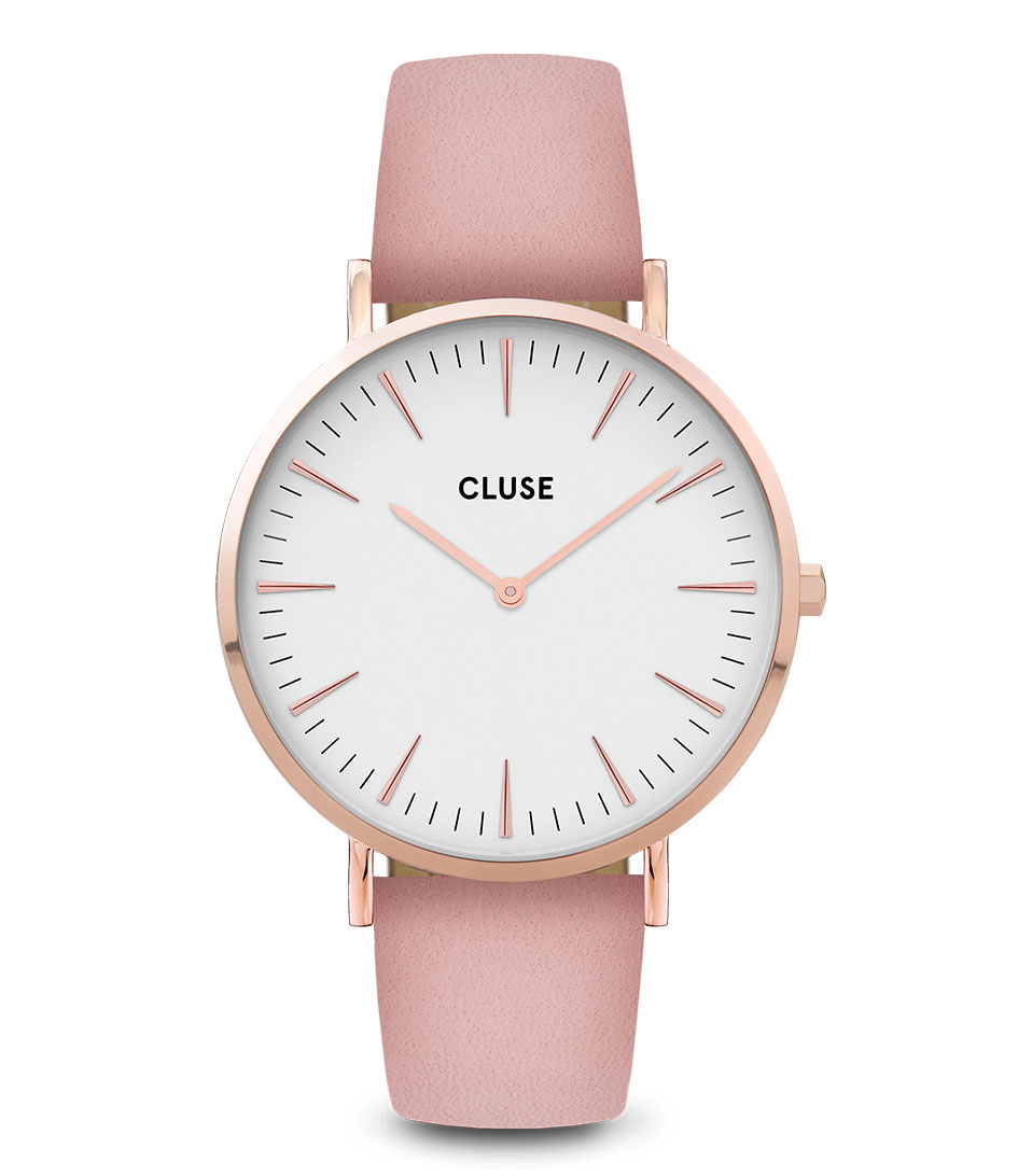 CLUSE La Boheme CL18014 Horloge met leren band in roze Roze online kopen