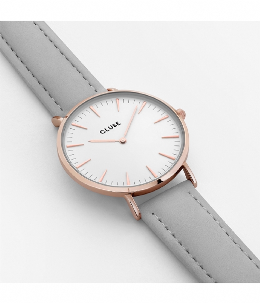 CLUSE Horloge La Boheme Rose Gold Colored White white grey (CL18015) CLUSE Horloge La Boheme Rose Gold Colored White white grey (CL18015)