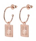 Cluse Oorbellen Force Tropicale Hoop Tag Pendant Earrings Rosegoud cluse kopen in de aanbieding