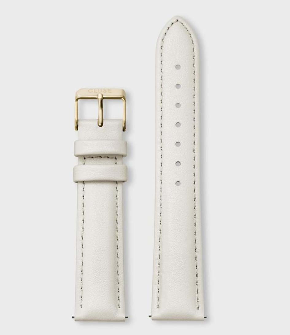 Cluse Horlogebandjes Strap leather 18 mm Gold colored Wit online kopen