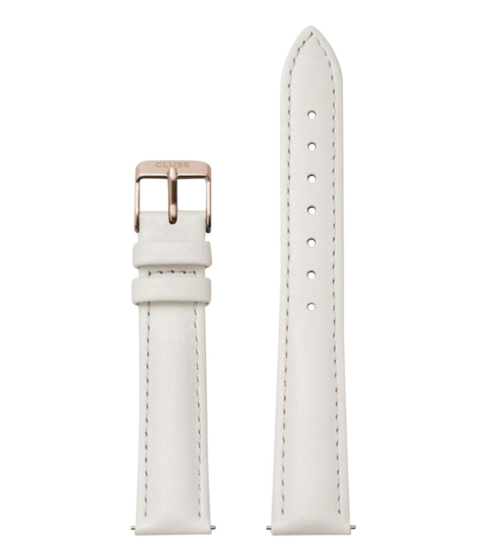 Cluse Horlogebandjes Strap Leather 18 mm Rose Gold coloured Wit online kopen