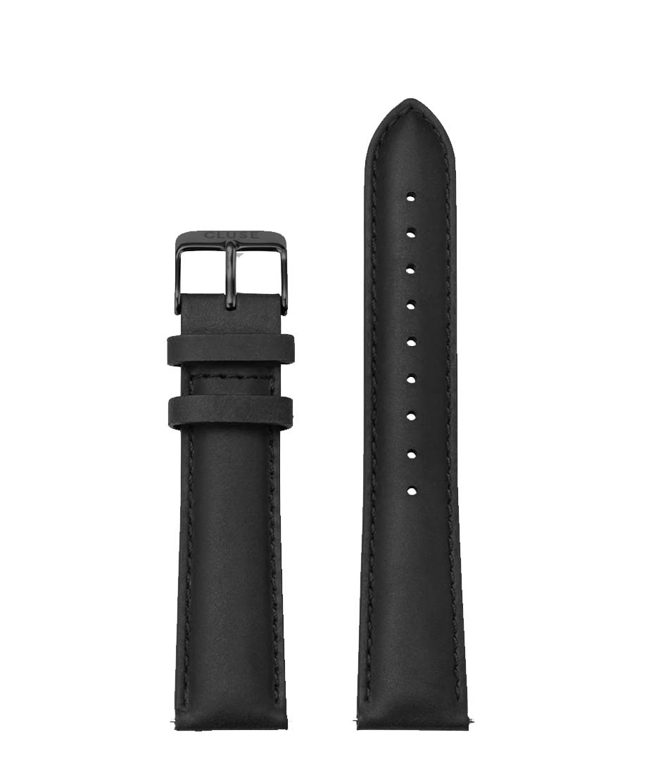 Cluse Horlogebandjes Strap Leather 20 mm Black Zwart online kopen