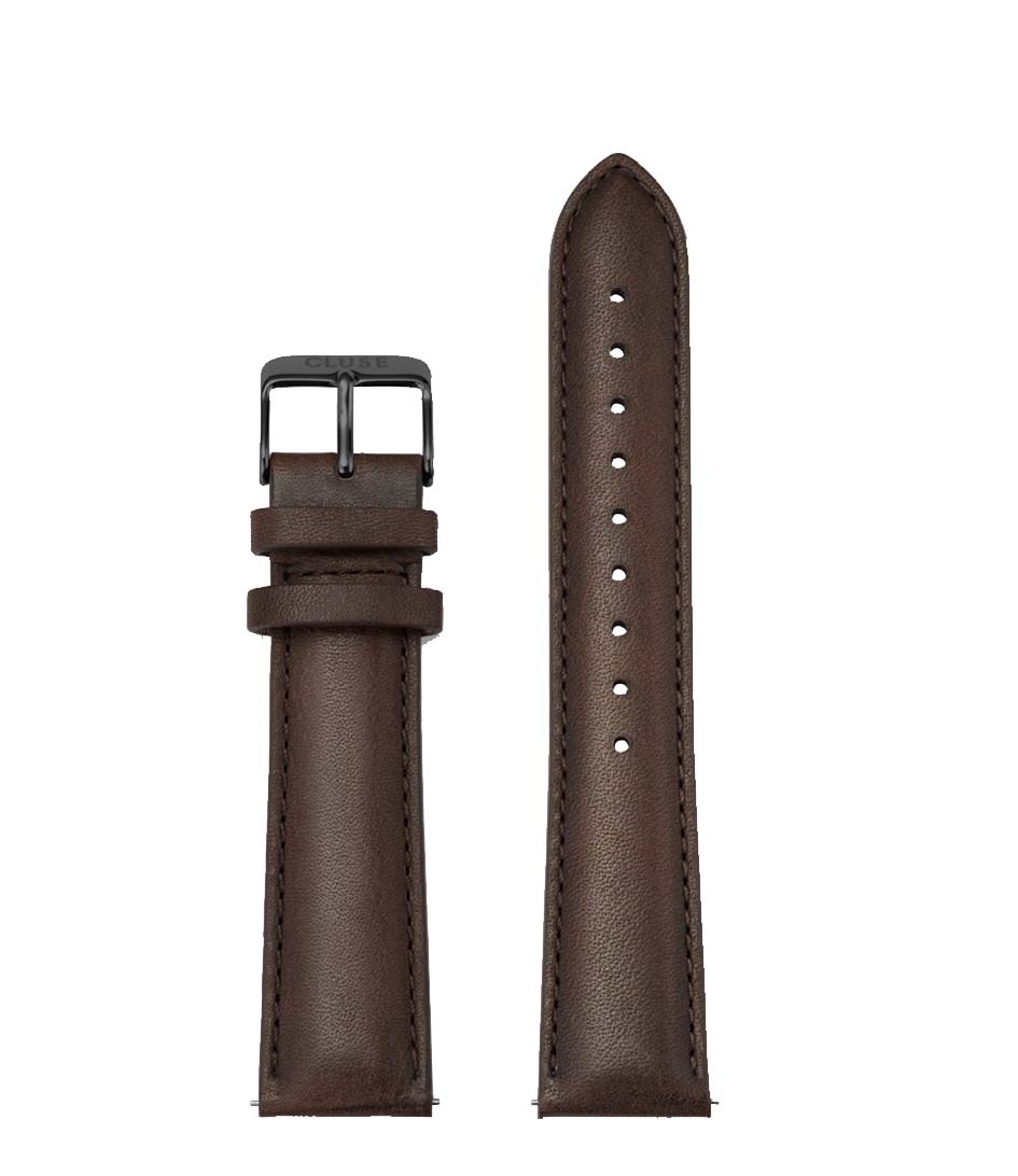Cluse Horlogebandjes Strap Leather 20 mm Black Bruin online kopen