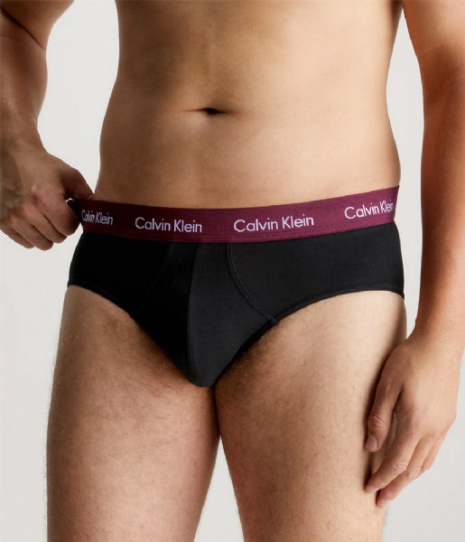 Calvin Klein  Hip Brief 3-Pack B- Black Tawny Port Porpoise Wbs (H54)