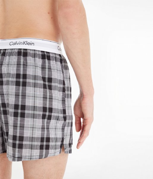 Calvin Klein  Boxer Slim 2Pk 2-Pack Ryan Stripe D Well/ Hickory Plaid B (JKZ)