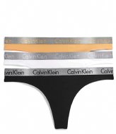 Calvin Klein Thong 3-Pack Black White Orange (BP6)