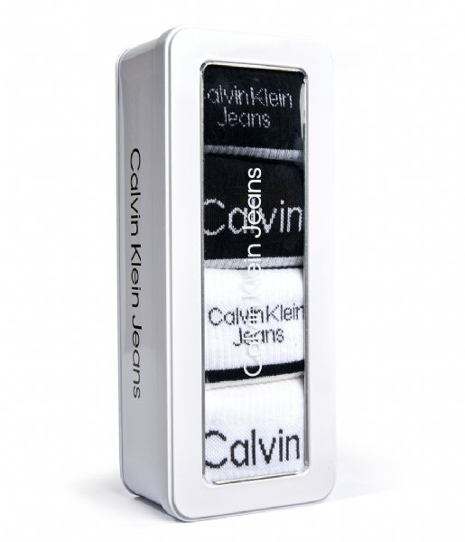 Calvin Klein  Sock Logo Stripe Giftbox 4-Pack Black/White (001)