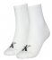 Calvin Klein  CKJ Women Short Sock 2-Pack Contrast Tab White / Black (001)