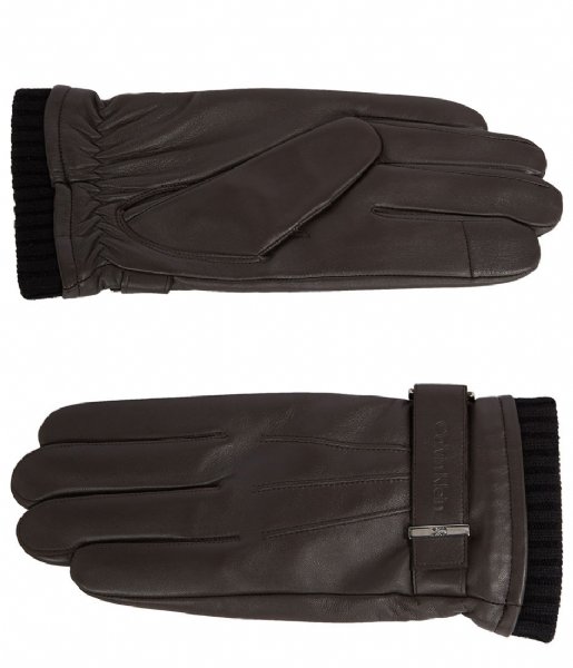 Calvin Klein  Leather Rivet Gloves Dark Brown (BAR)