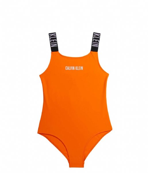 boeket Actief nationale vlag Calvin Klein Badpak Girls Swimsuit Vivid Orange (SEA) | The Little Green Bag