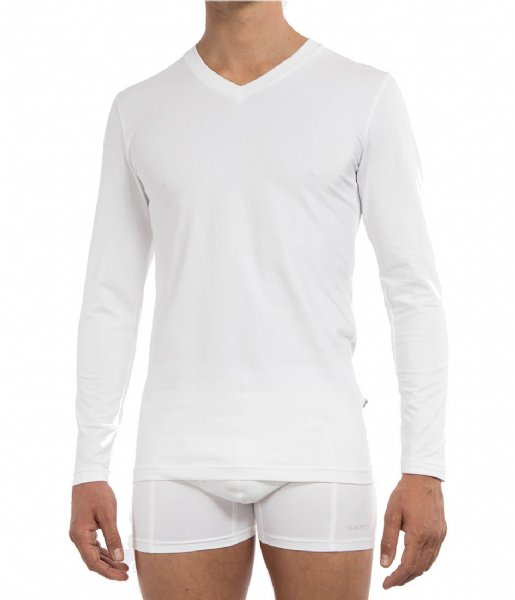 Claesens  V-neck T-shirt LS White