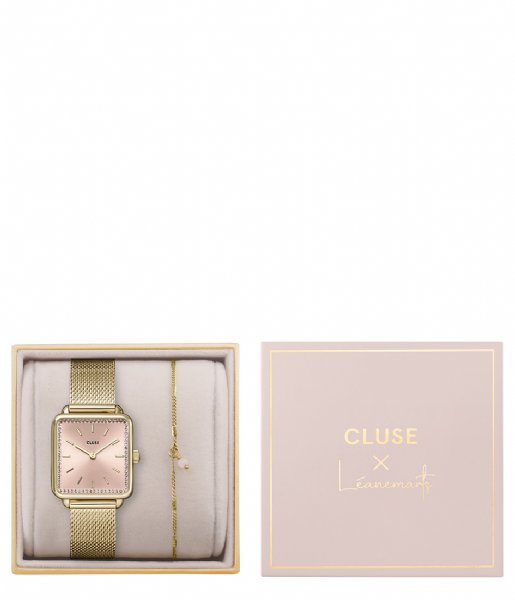 CLUSE  Léanemarts Giftbox La Tétragone Mesh Light Rose and Chain Bracelet Gold Colored