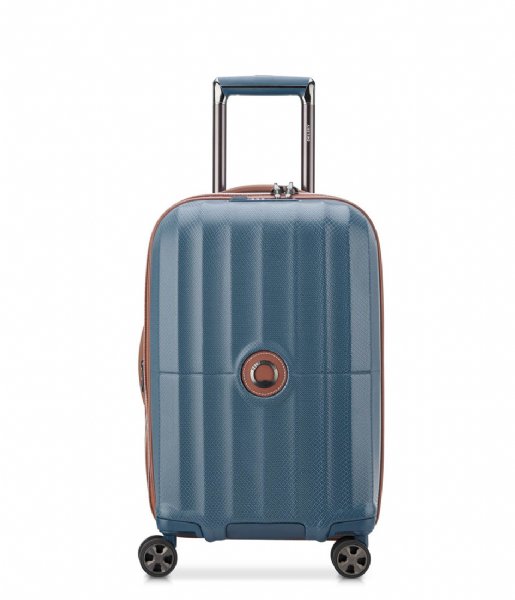 Delsey Walizki na bagaż podręczny St Tropez 55 cm 4 Double Wheels Expandable Cabin Trolley Case Blue