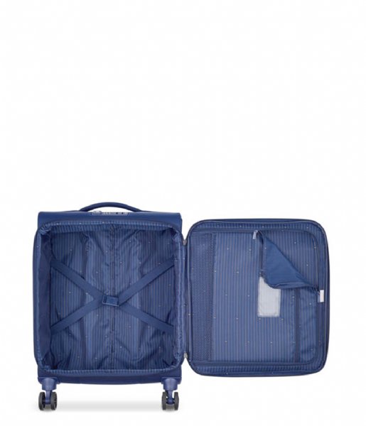 Delsey Walizki na bagaż podręczny Brochant 2.0 55 cm 4 Double Wheels Expandable Cabin Trolley Case Blue