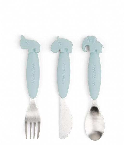 Done by Deer  Easy-grip cutlery set Deer friends Blue