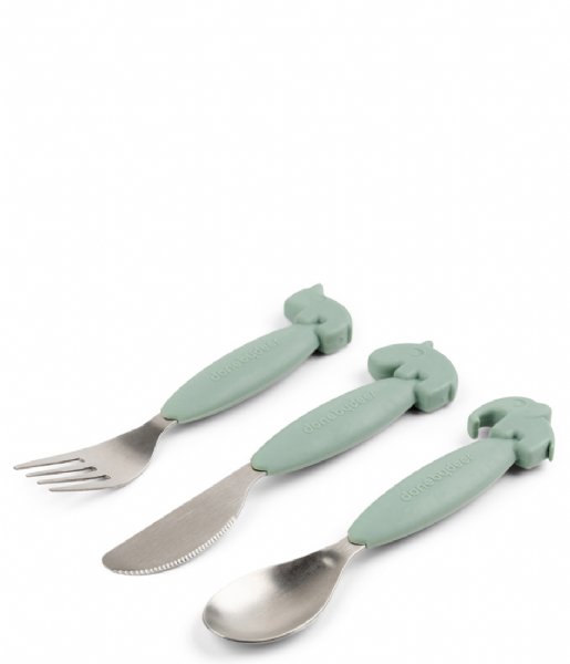 Done by Deer  Easy-grip cutlery set Deer friends Green