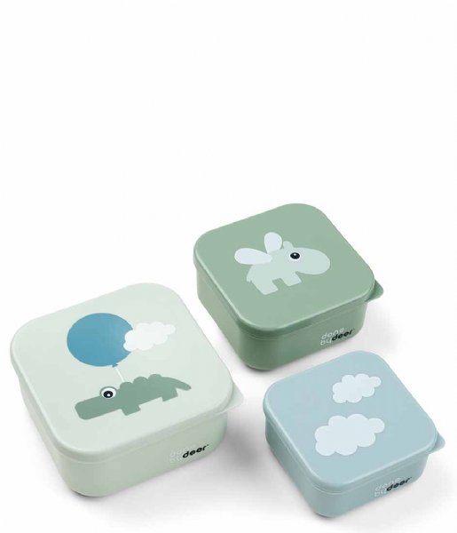 Done by Deer  Snack Box Set 3 Pcs Happy Clouds Clouds Green