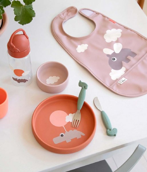 Done by Deer  Silicone Dinner Set Happy Clouds Clouds Papaya