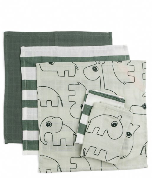 Done by Deer  Cloth wipes 5-pack GOTS Deer friends Green