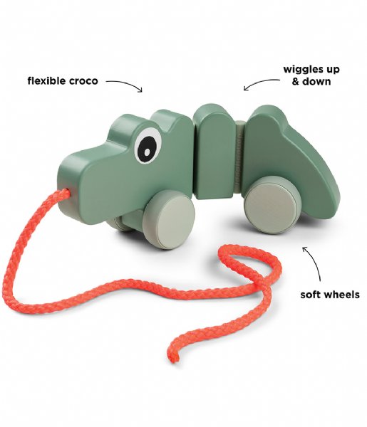 Done by Deer  Pull along wiggle toy Croco Green