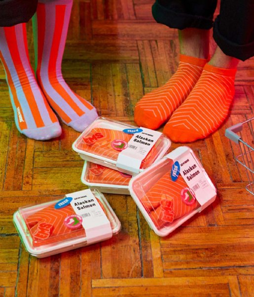 Eat My Socks  Alaskan Salmon Socks 2p 2-Pack Orange