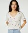 Fabienne Chapot  Phill V-neck Pink Flower T-shirt Cream White/Pink (0053)