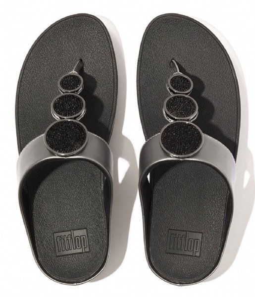 FitFlop  Halo Bead-Circle Toe-Post Sandals Pewter Black (B06)