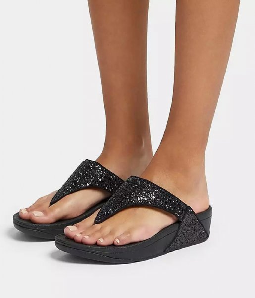 FitFlop  Lulu Glitter Toe-Thongs Black Glitter (339)