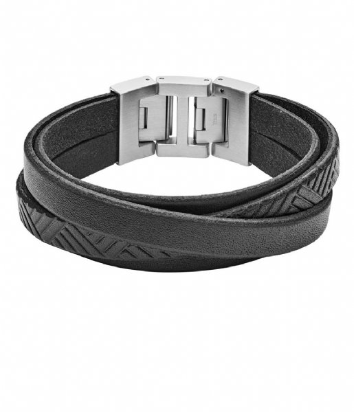 Fossil  Leather Wrap JF04343040 Silver