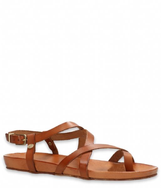 Fred de la Bretoniere  Sandal With Covered Footbed Nat Dyed Smooth Leather Cognac (3118)