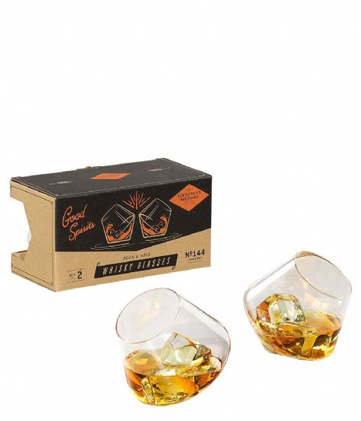 Gentlemens Hardware  Rocking Whisky Glasses Set Of 2 Transparant