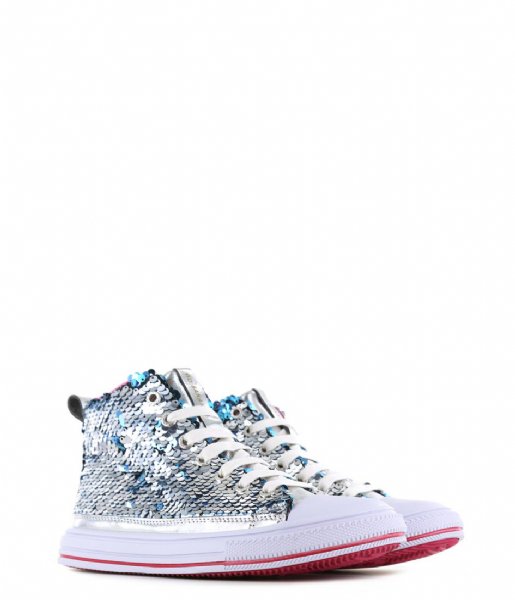 Go Bananas  Sequin Laces Sneaker Turquoise Silver