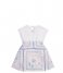 Guess  Mixed Fabric Short Sleeve Dress Flowers And Squares (P27A)