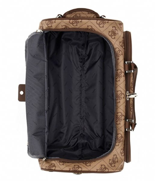Guess Walizki na bagaż podręczny Berta Wheeled Duffel Latte Logo/Brown (LGW)