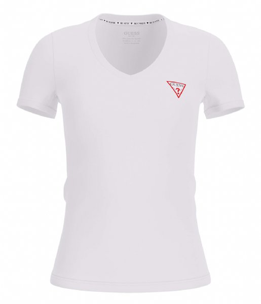 Guess  Short Sleeve V-Neck Mini Triangle Tee Pure White (G011)
