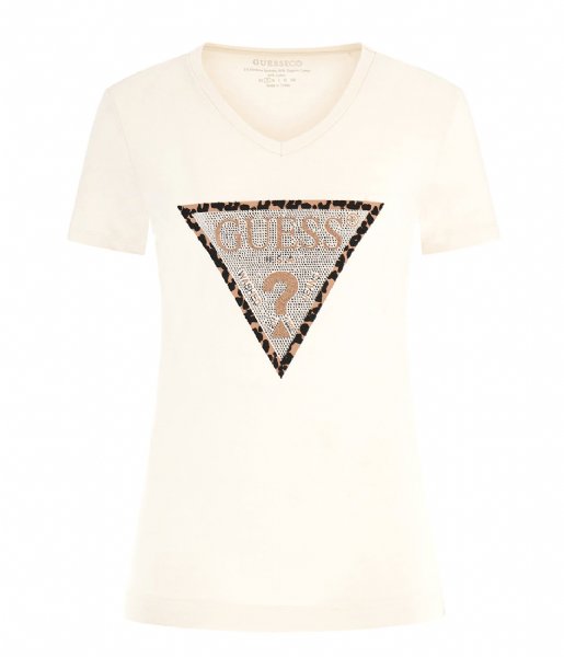 Guess  Ss Vn Leo Triangle Tee Cream White (G012)
