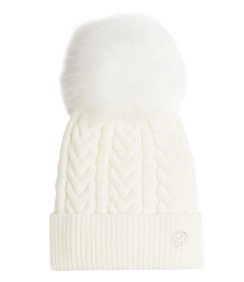 white guess beanie