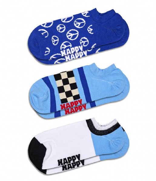 Happy Socks  3-Pack Blue Peace No Show Socks Blue Peace No Show