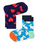Happy Socks Sokken Kids Smiley Heart 2 Pack Blauw happy socks kopen in de aanbieding