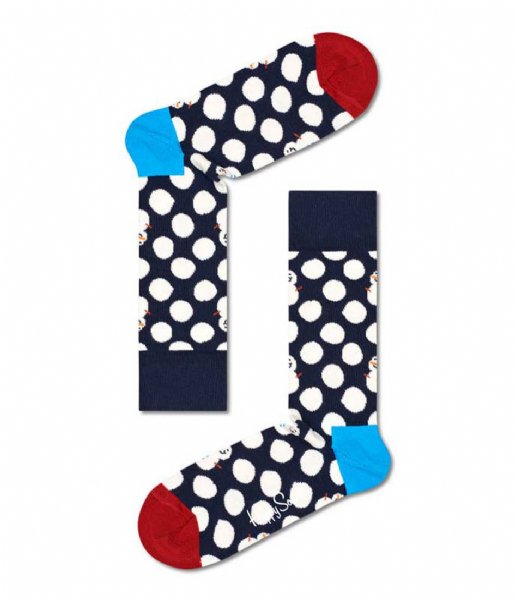 Happy Socks  1-Pack Big Dot Snowman Gift Box Donkerblauw